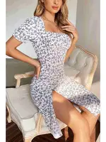 Çiçek Desenli Yırtmaçlı Diz Altı Elbise Merry See MS2949 Çok Renkli görsel 5