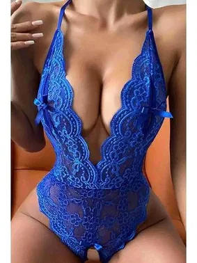 Merry See Dantel Özel Bölgesi Açık Sırt Aksesuarlı Fantezi Babydoll Merry See