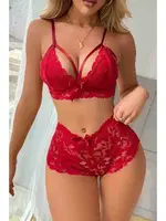 Kırmızı Dantel Şık Sütyen Külot Takım Merry See MS 2521 Kırmızı