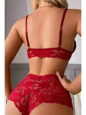 Merry See Kırmızı Dantel Şık Sütyen Külot Takım Merry See MS 2521 - Alternatif Görünüm