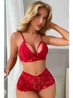 Kırmızı Dantel Şık Sütyen Külot Takım Merry See MS 2521 Kırmızı görsel 5