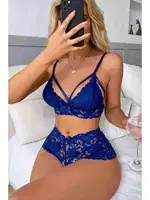Bralet Dantel Sütyen Külot Takım Mavi Merry See MS2521 Mavi görsel 5