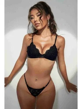 Merry See Fantazi Dantel Sütyen Tanga Takım Siyah Merry See 2522