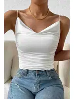 İnce Askılı Degaje Yaka Kadın Crop Beyaz Merry See 3900 Beyaz görsel 4