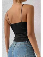 Kadın Kolsuz Askılı Degaje Yaka Bluz Crop Siyah Merry See 3900 Siyah görsel 7