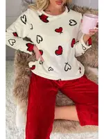 Kalp Baskılı Peluş Polar Uzun Kollu Kadın Pijama Takımı Merry See 4082 Çok Renkli farklı açı