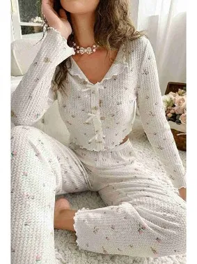 Merry See Örme Kumaş Baskılı Uzun Kollu Pijama Takımı Merry See MS4072