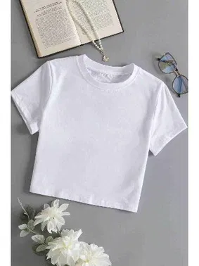 Merry See Pamuklu Yumuşak Dokulu Kısa Bisiklet Yaka Crop Beyaz Merry See 3902