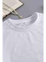 Pamuklu Yumuşak Dokulu Kısa Bisiklet Yaka Crop Beyaz Merry See 3902 Beyaz görsel 5