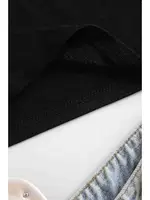 Kısa Kollu Pamuklu Bisiklet Yaka Kadın Crop Siyah Merry See 3902 Siyah farklı açı