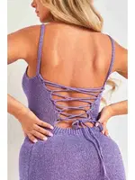 Dekolteli Bağlamalı Vücuda Oturan Diz Altı Örme Elbise Mor Merry See MS 2953 Mor farklı açı