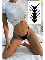 Siyah Lastikli Tanga Seti 5li Paket Merry See 7520 detay görünüm