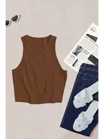 Crop Örme Kumaş Kahverengi Kadın Bluz Merry See MS39019 Kahverengi detay görünüm