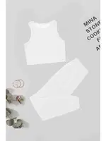 Kalın Askılı Polarlı Kadın Pijama Takımı Merry See MS 40819 Beyaz farklı açı