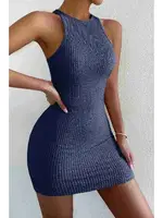 Lacivert Vücuda Oturan Diz Üstü Mini Örme Elbise Merry See MS2948 Lacivert görsel 5