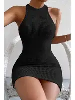 Diz Üstü Vücuda Oturan Mini Örme Elbise Siyah Merry See MS2948 Siyah