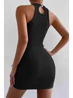 Diz Üstü Vücuda Oturan Mini Örme Elbise Siyah Merry See MS2948 Siyah detay görünüm