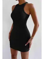 Diz Üstü Vücuda Oturan Mini Örme Elbise Siyah Merry See MS2948 Siyah görsel 4