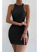 Diz Üstü Vücuda Oturan Mini Örme Elbise Siyah Merry See MS2948 Siyah görsel 5