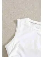 Yanları Büzgülü Kolsuz Bluz Crop Top Atlet Beyaz Merry See 4577 Beyaz farklı açı