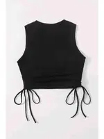 Yanları Büzgülü Kolsuz Bluz Crop Top Atlet Siyah Merry See 4579 Siyah detay görünüm