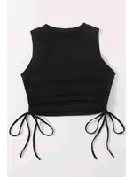 Yanları Büzgülü Kolsuz Bluz Crop Top Atlet Siyah Merry See 4579 Siyah farklı açı