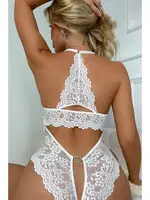 Metal Kalp Aksesuarlı Fantazi Dantel Kadın Body Beyaz For Dreams 8459 Beyaz detay görünüm