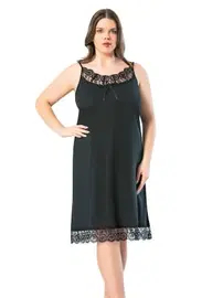 Kota Midi Boy Büyük Beden Dantelli İp Askılı Gecelik Kota 6212 