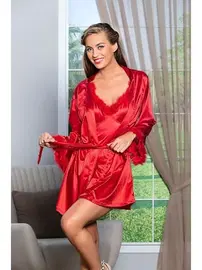 Gallipoli Mini Boy Kuşaklı Saten Sabahlık Kırmızı Gallipoli 11500