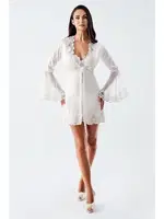 Mini Saten Dantel Detaylı Transparan Fantazi Kadın Gecelik İmaj 4210 Ekru