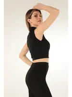 Mio Studio Turtleneck Sports Kısa Üst Miorre 001-002103 Siyah farklı açı