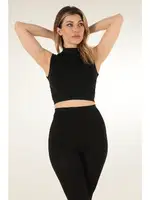 Mio Studio Turtleneck Sports Kısa Üst Miorre 001-002103 Siyah görsel 6