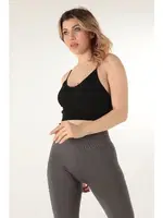 Miorre İnce Askılı V Yaka Desteksiz Fitilli Spor Sütyen Miorre 999-ZZ0131 Siyah farklı açı