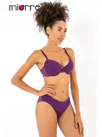 Miorre Mor Renk Yarım Dolgulu Dantelli Sütyen Takım Mor görsel 5