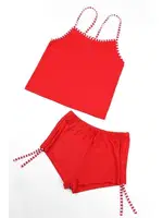 Askılı Kırmızı Kadın Şort Pijama Takımı Mite Love 3000942 Kırmızı görsel 4