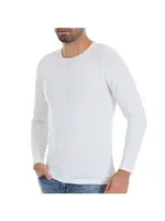 Modal Beyaz O-Yaka Uzun Kollu Erkek T-Shirt Yıldız 385 Beyaz