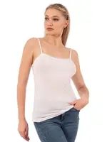 Modal Pamuklu Esnek Rahat İp Askılı Örme Kadın Atlet Özkan 27105  Beyaz farklı açı