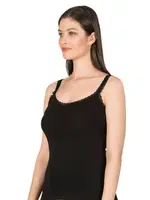 Modal Pamuklu İnce Askılı Dantelli Kadın Atlet Özkan 24675  Siyah görsel 8