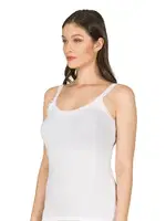 Modal Pamuklu İnce Askılı Dantelli Kadın Atlet Özkan 24675  Beyaz farklı açı