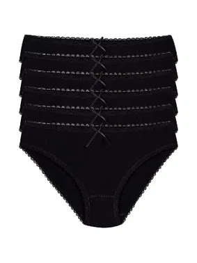 Yıldız Çamaşır Modal Siyah 6'lı Paket Dantelli Kadın Bikini Külot Yıldız 3901