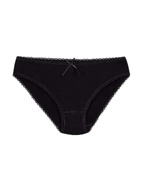 Yıldız Çamaşır Modal Siyah 6'lı Paket Dantelli Kadın Bikini Külot Yıldız 3901 - Alternatif Görünüm