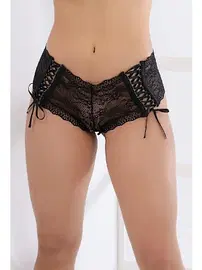 Moonlight Moonlight Siyah Dantelli Kadın Fantezi String 9446