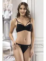 Pencereli Desteksiz Taşlı Kadın Sütyen Takım Nbb 4011 Siyah detay görünüm