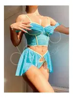 Sırtı Çapraz Bağlamalı Tül Etekli Fantazi Büstiyer Takım NightLight 1064-1 farklı açı