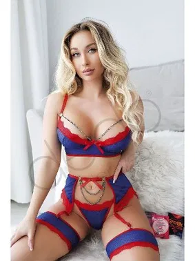 NightLight Göğüs Zincirli Dantelli Fantezi Jartiyer Takım NightLight 1067 - Alternatif Görünüm