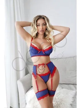 NightLight Göğüs Zincirli Dantelli Fantezi Jartiyer Takım NightLight 1067