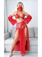 Gold Aksesuarlı Dansöz Kostüm NightLight 1086 Kırmızı