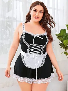 NightLight İp Bağlamalı Dantelli Fantazi Hizmetçi Kostümü NightLight 3500