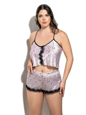 NightLight Dantelli Askılı Erotik Şort Takım NightLight 3568