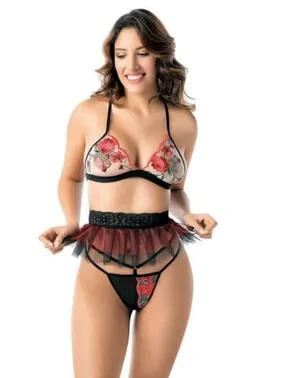 NightLight Tütü Kemerli Desenli Erotik Sütyen Takım NightLight 3578